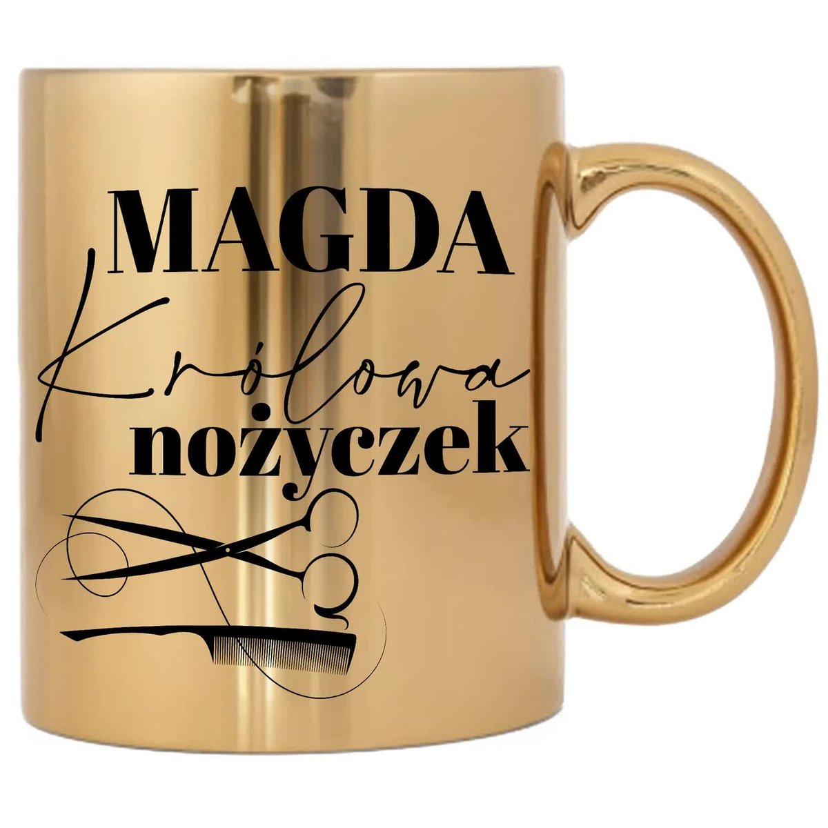 KUBEK ZŁOTY PREZENT DLA FRYZJERKI TWOJE IMIĘ WZORY