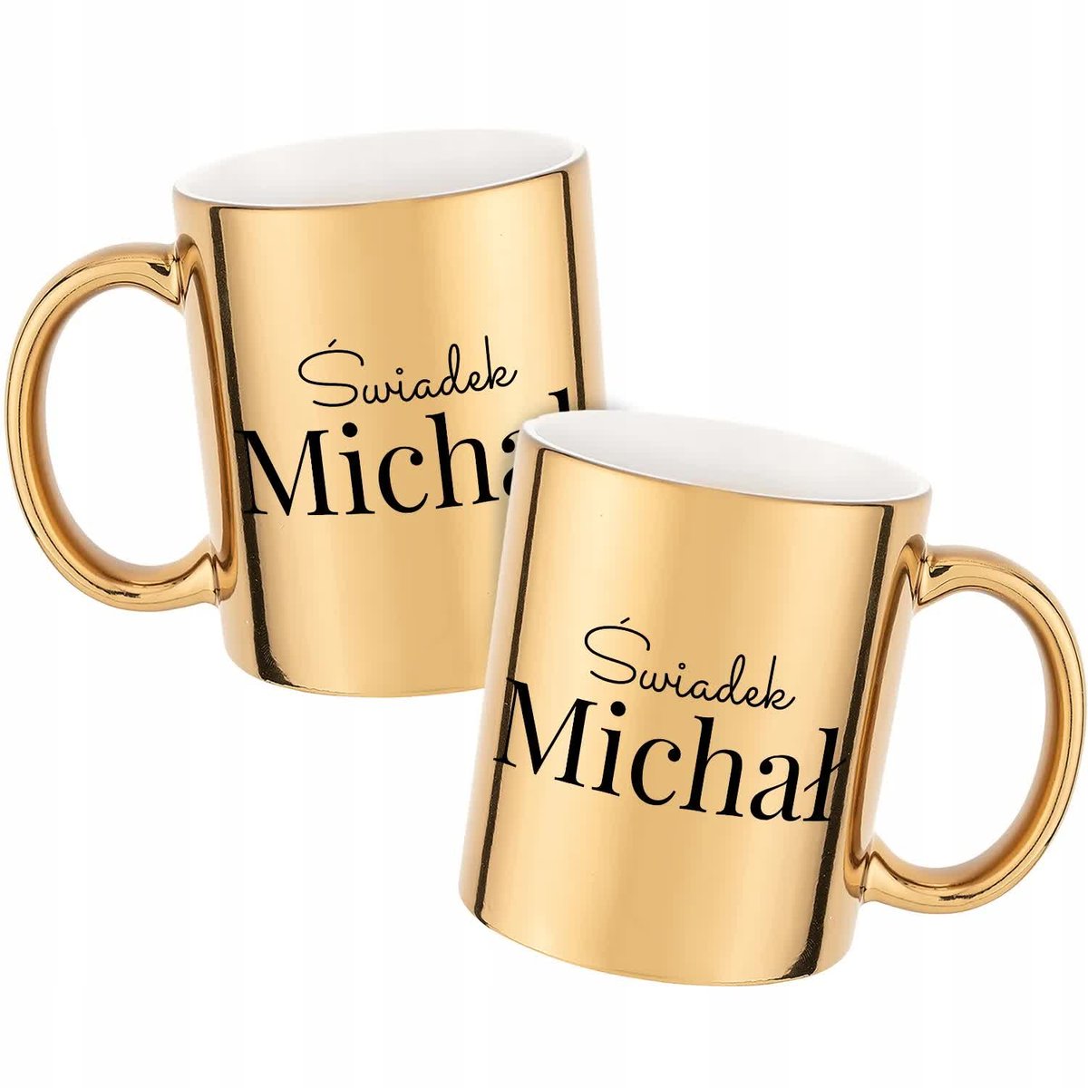 Kubek Z Nadrukiem ŚWIADEK TWOJE IMIĘ Złoty Metaliczny Kreator