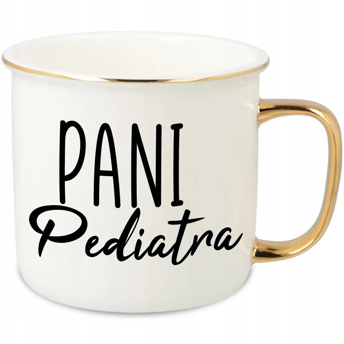KUBEK UCHO RANT ZŁOTY PORCELANOWY RETRO 280ML PREZENT DLA PANI PEDIATRA WZ