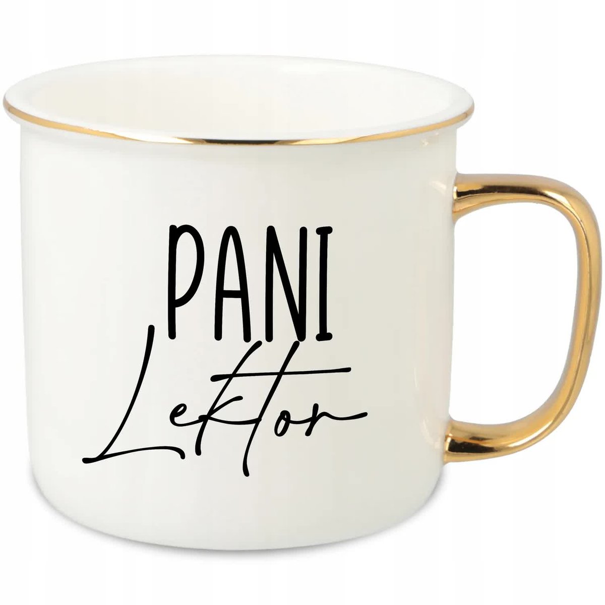 KUBEK UCHO RANT ZŁOTY PORCELANOWY RETRO 280ML PREZENT DLA LEKTOR MIX WZORY