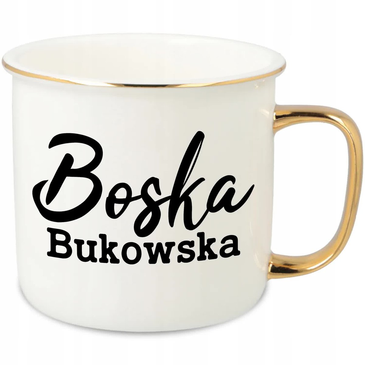 KUBEK UCHO RANT ZŁOTY PORCELANOWY RETRO 280ML PREZENT DLA BOSKA NAZWISKO WZ