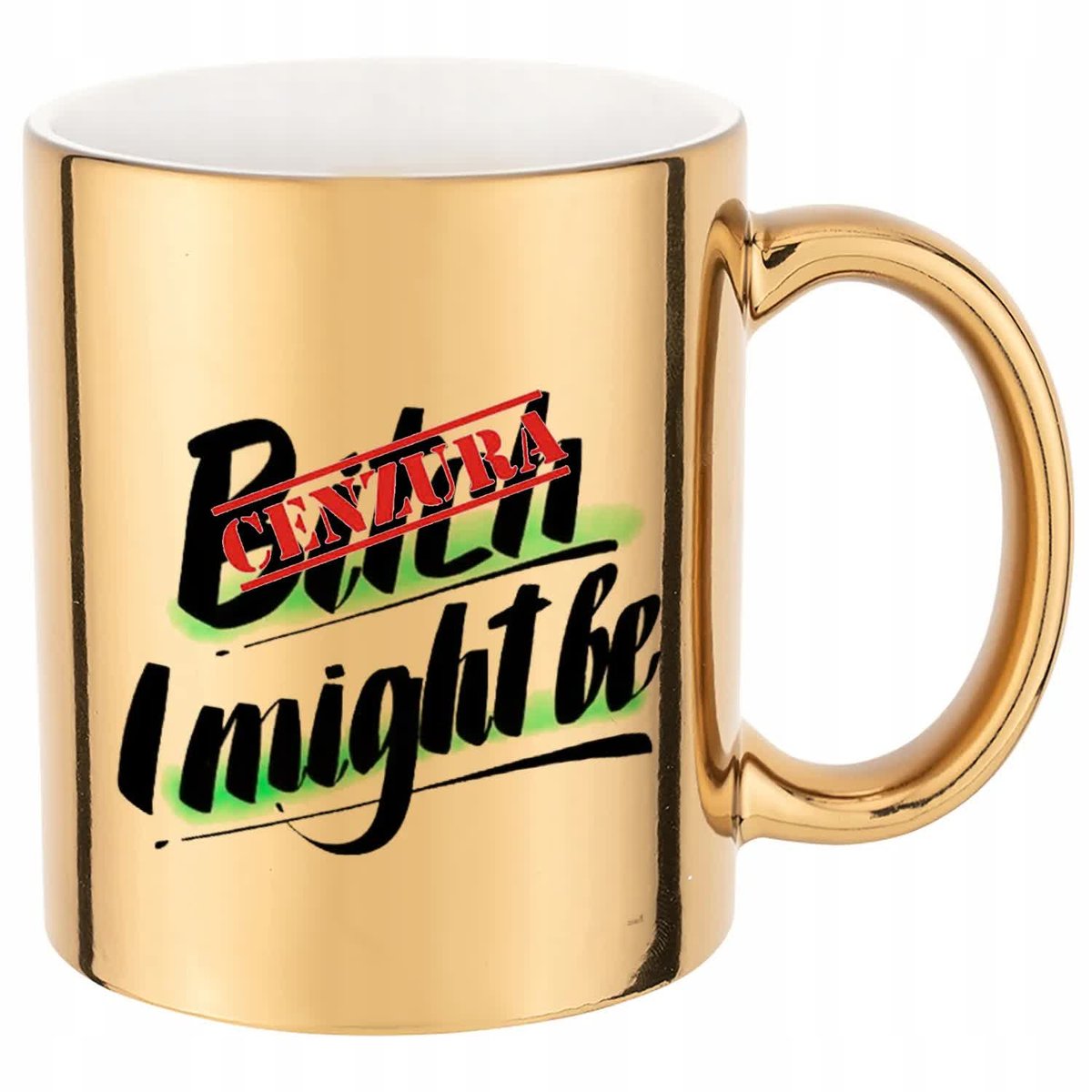 KUBEK ZŁOTY PREZENT B*TCH I MIGHT BE HARDCORE DLA KOLEGI KOLEŻANKI WZORY