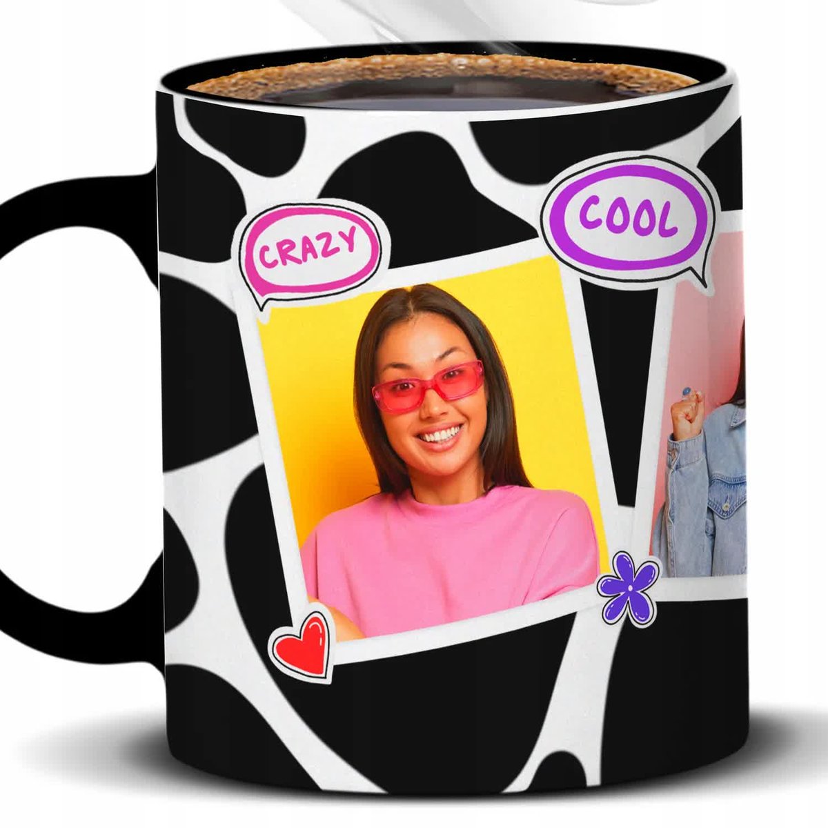 Kubek Z Nadrukiem CRAZY TWOJE ZDJĘCIA Czarno Biały Kreator