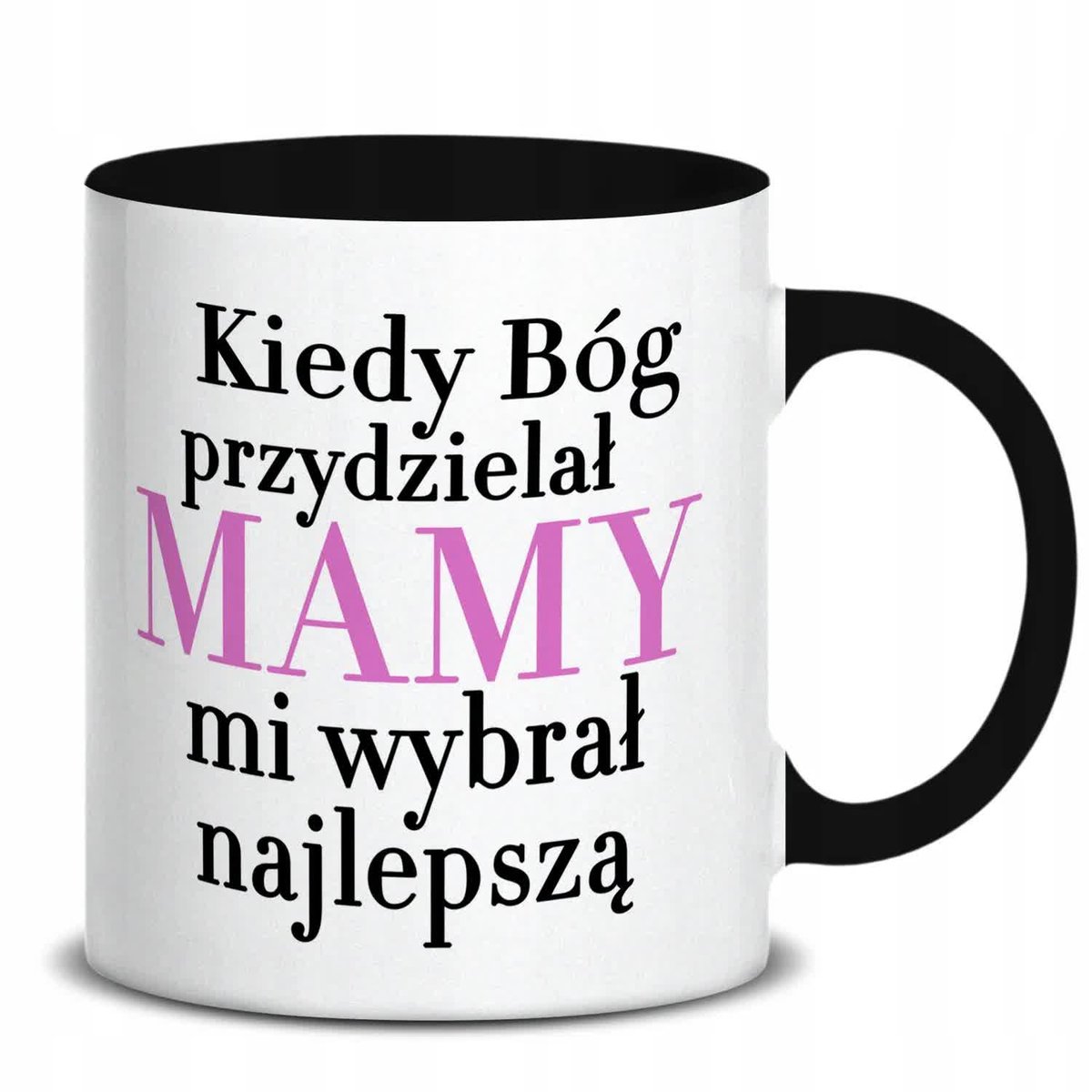 Kubek z Nadrukiem DLA NAJLEPSZEJ MAMY Stylowe Wzory Biało Czarny