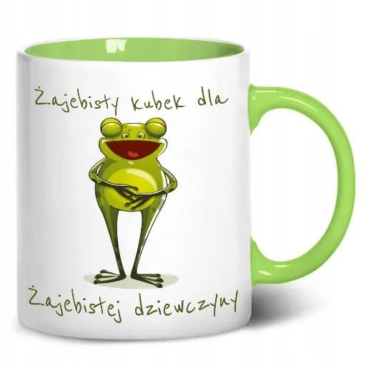 KUBEK Wnętrze Ucho ZIELONE wzór ŻABA 05 prezent
