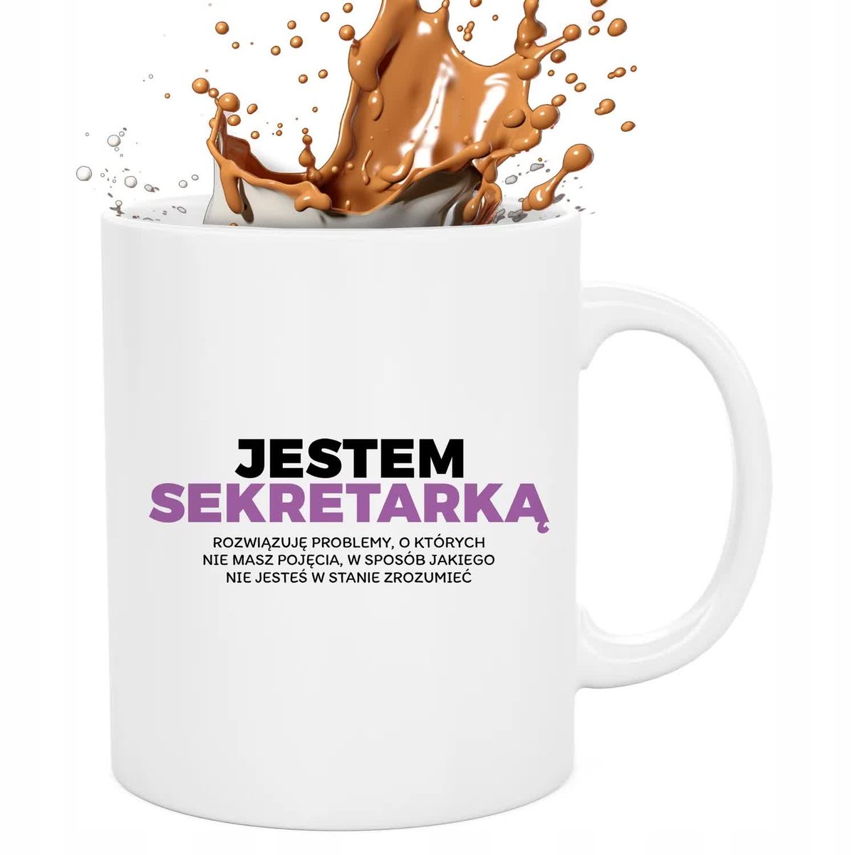 Kubek Biały JESTEM SEKRETARKĄ 330ml Prezent Śmieszny Zabawne Wzory