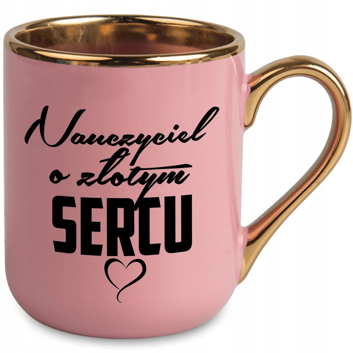 Kubek ELEGANT RÓŻOWY Prezent Dla Nauczyciela Nauczyciel o złotym sercu WZ