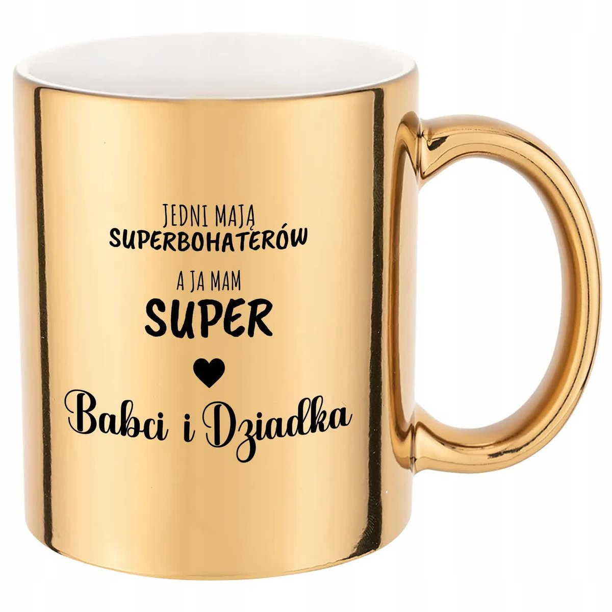 Kubek Złoty Błyszczący SUPER BABCIA I DZIADEK Dla Dziadków i Babć Wzory