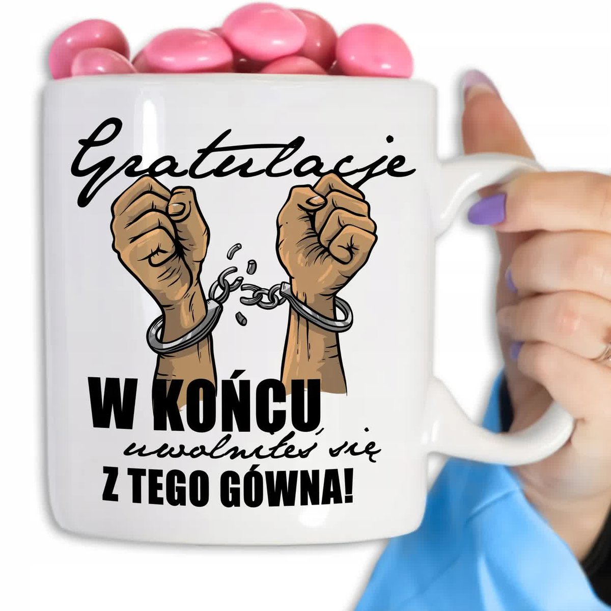 KUBEK BIAŁY OGROMNY 890ML PREZENT NA POŻEGNANIE W PRACY ZDRAJCO WZ