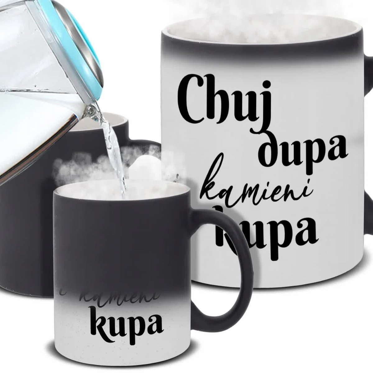 Kubek Magiczny Do Pracy C*HJ D*PA KAMIENI KUPA Na Prezent Zabawne Wzory