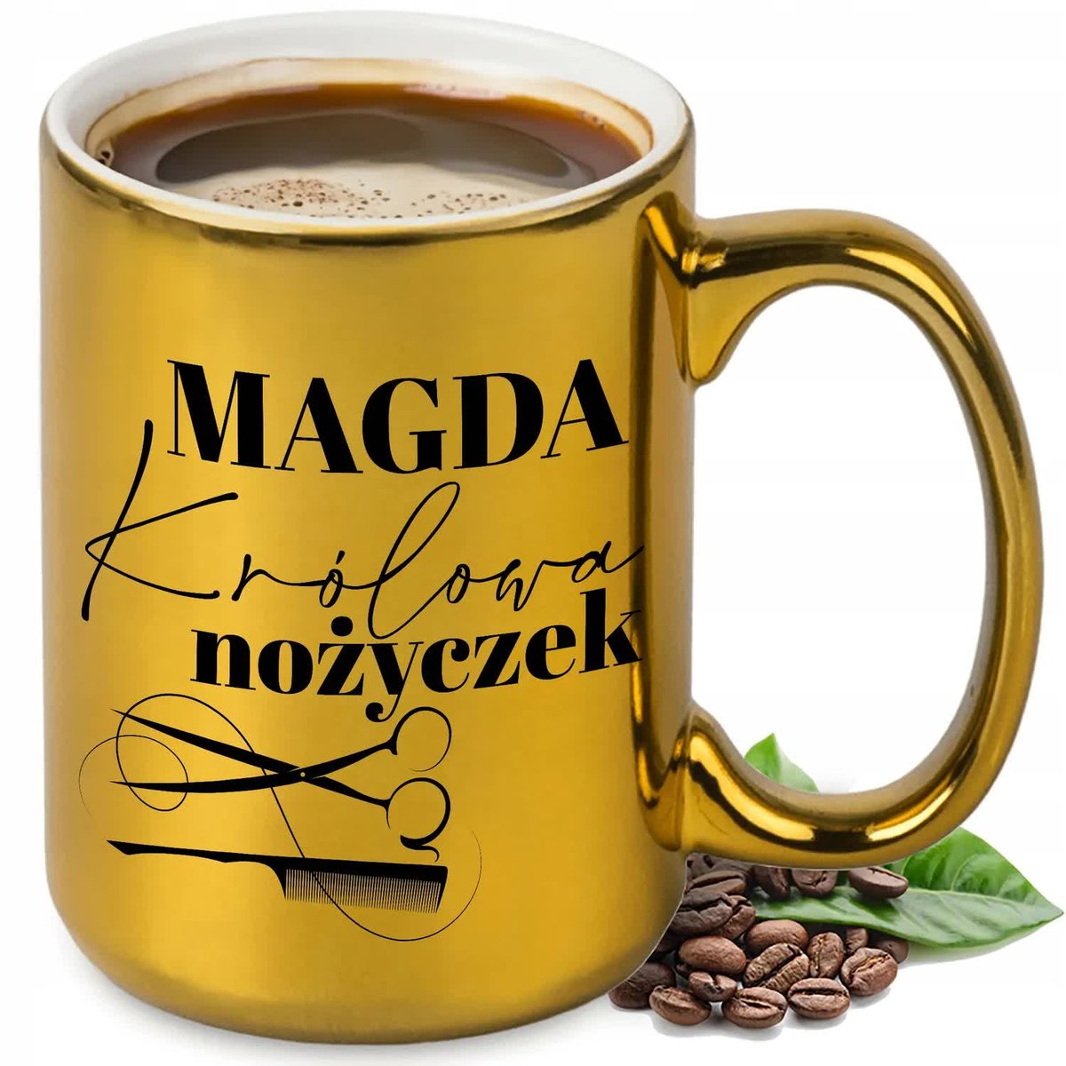 KUBEK XXL ZŁOTY PERSONALIZOWANY PREZENT DLA FRYZJERKI TWOJE IMIĘ MIX WZORY