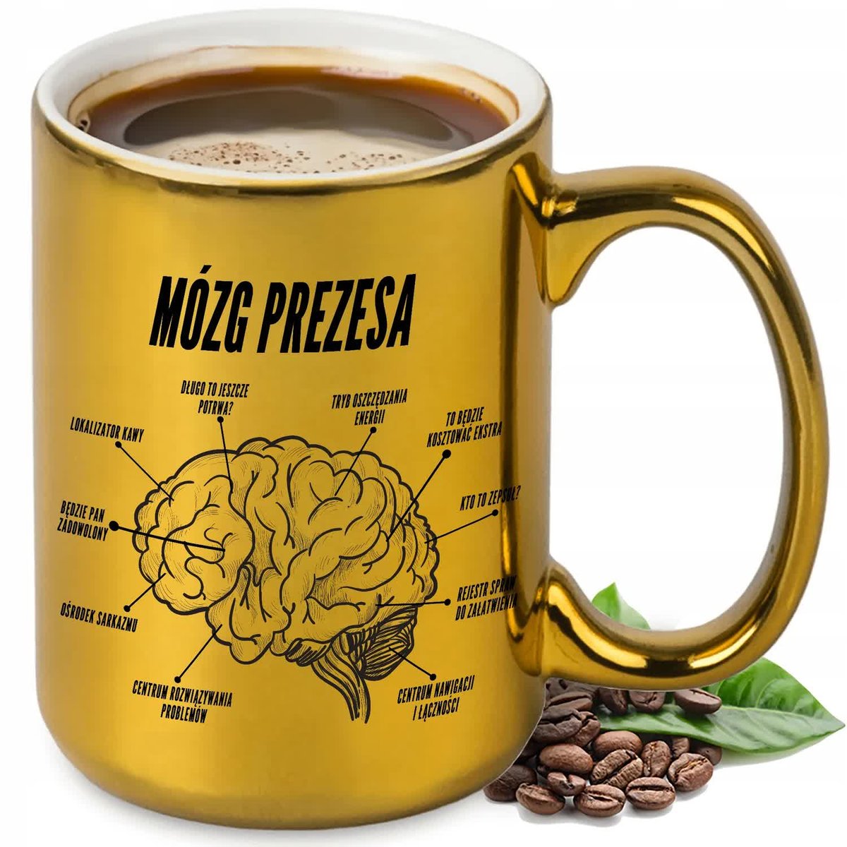 KUBEK ZŁOTY PRAKTYCZNY ORGINALNY PREZENT DLA PREZESA MÓZG PREZESA UPOMINEK