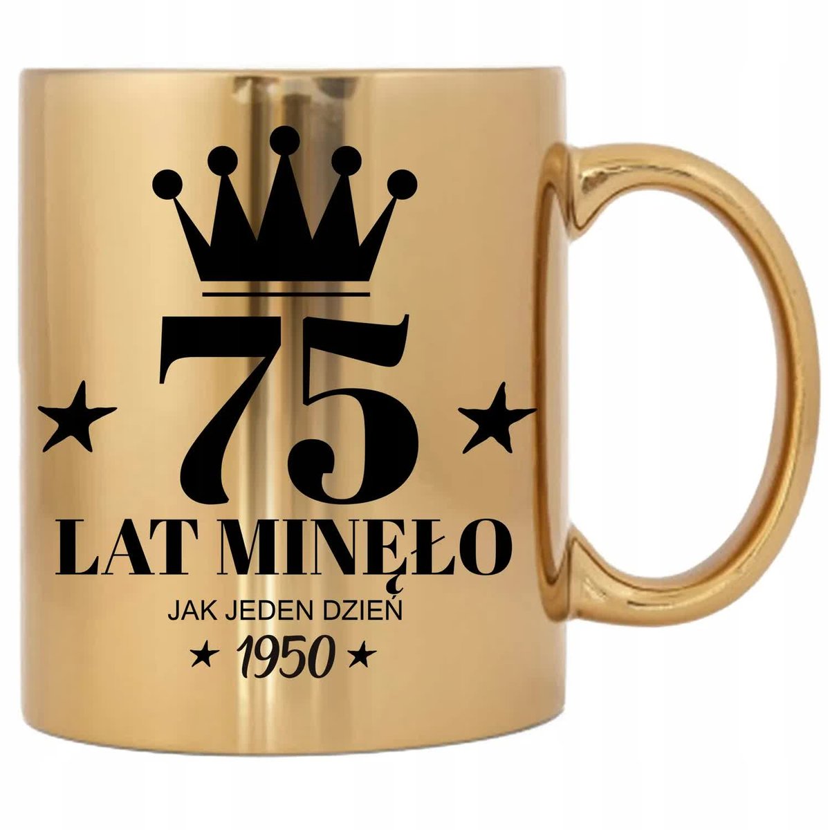 KUBEK ZŁOTY ORGINALNY PREZENT NA 75 URODZINY WZORY