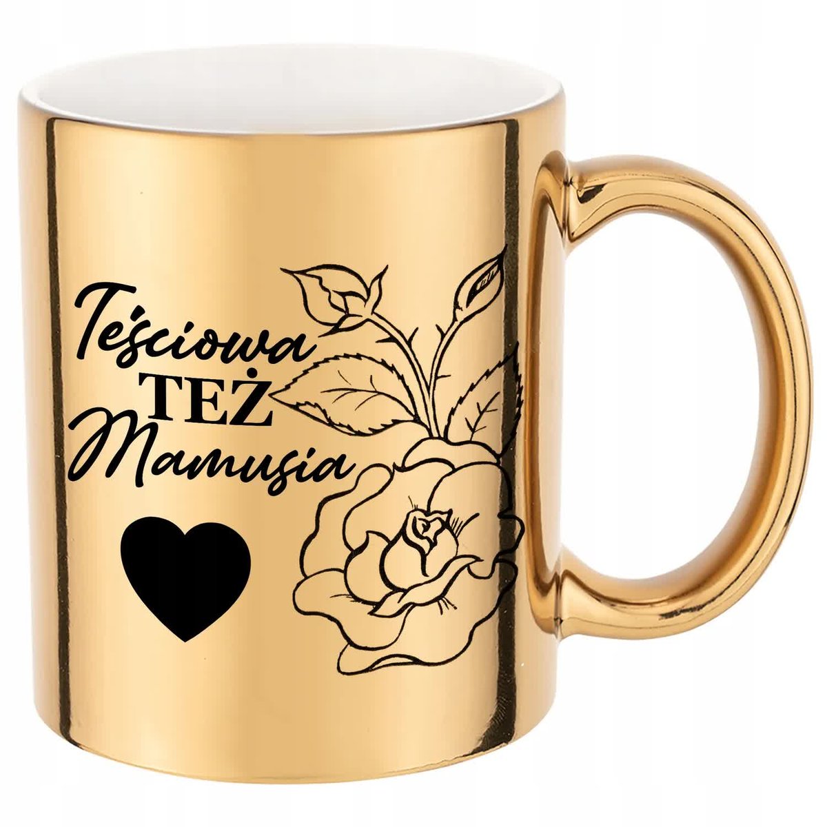 KUBEK ZŁOTY ZNADRUKIEM PREZNT DLA TEŚCIOWEJ WZORY