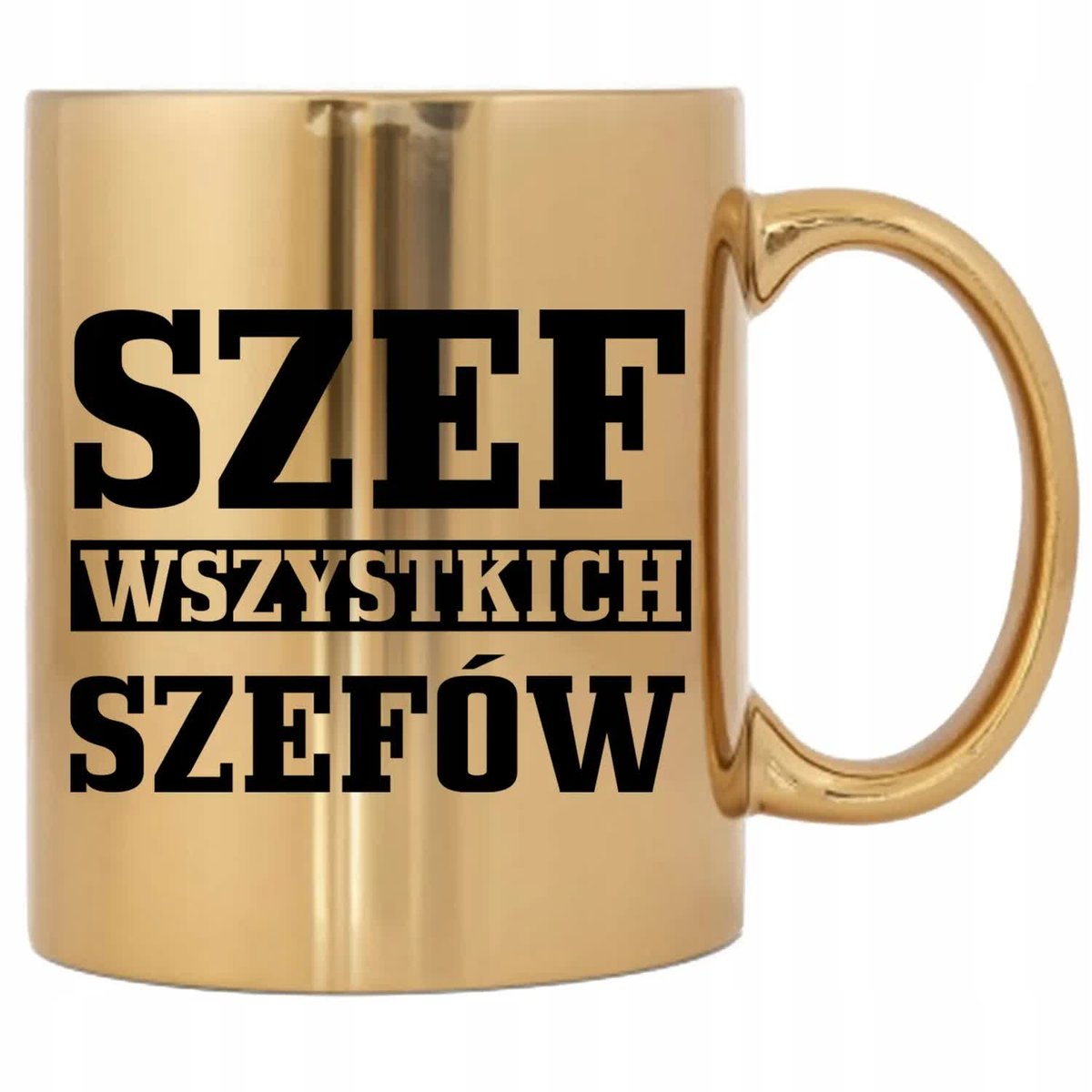 KUBEK ZŁOTY STYLOWY PREZENT DLA SZEFA Z NAPISEM SZEF WSZYSTKICH SZEFÓW