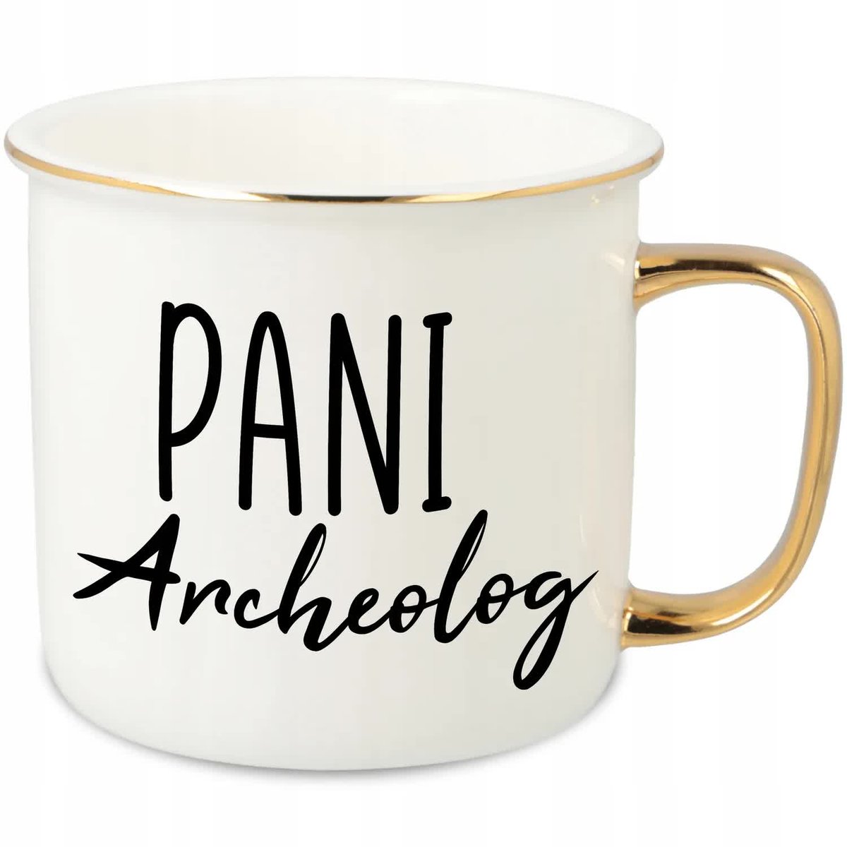 KUBEK UCHO RANT ZŁOTY PORCELANOWY RETRO 280ML PREZENT DLA PANI ARCHEOLOG WZ