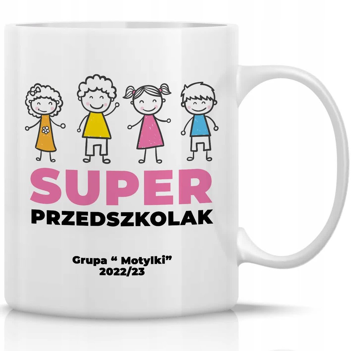 KUBEK BIAŁY dla PRZEDSZKOLAKA Prezent PASOWANIE NA PRZEDSZKOLAKA MIX WZORY