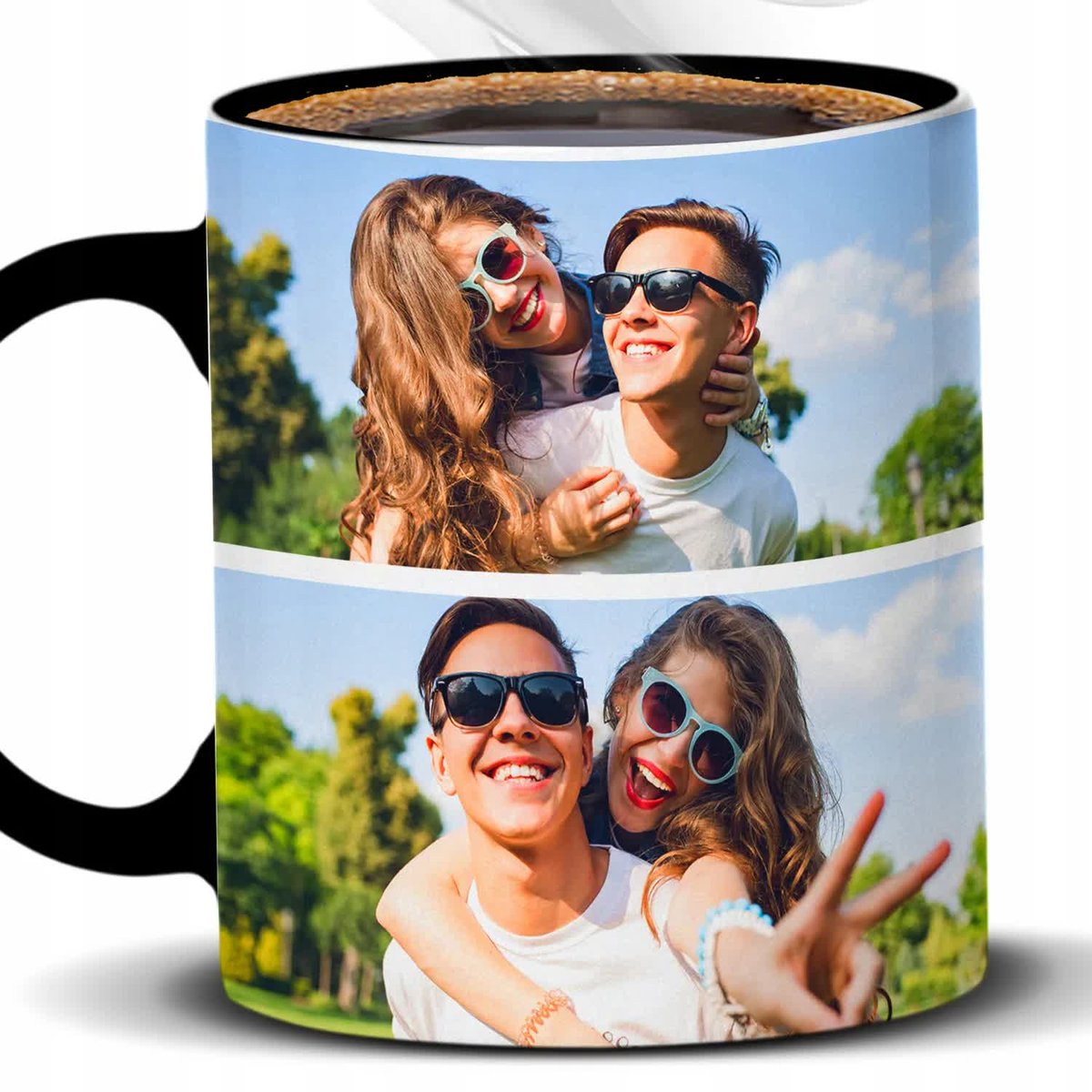 Kubek Z Nadrukiem TWOJE ZDJĘCIE NA DZIEŃ CHŁOPAKA Czarno Biały Kreator