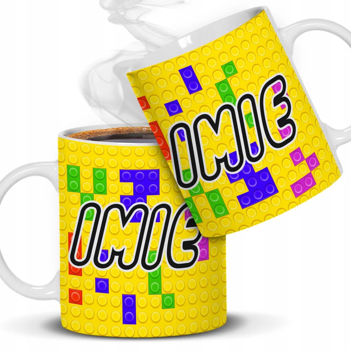 Kubek Biały 330ml *TWOJE IMIĘ* Klocki Minecraft Prezent Dla Dziecka Wz