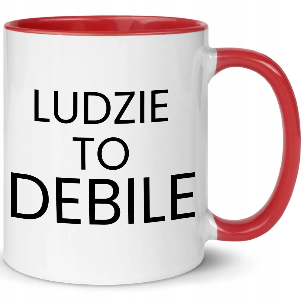 KUBEK BIAŁO-CZERWONY IDEALNY PREZENT VIRAL LUDZIE TO DEBILE MIX WZ