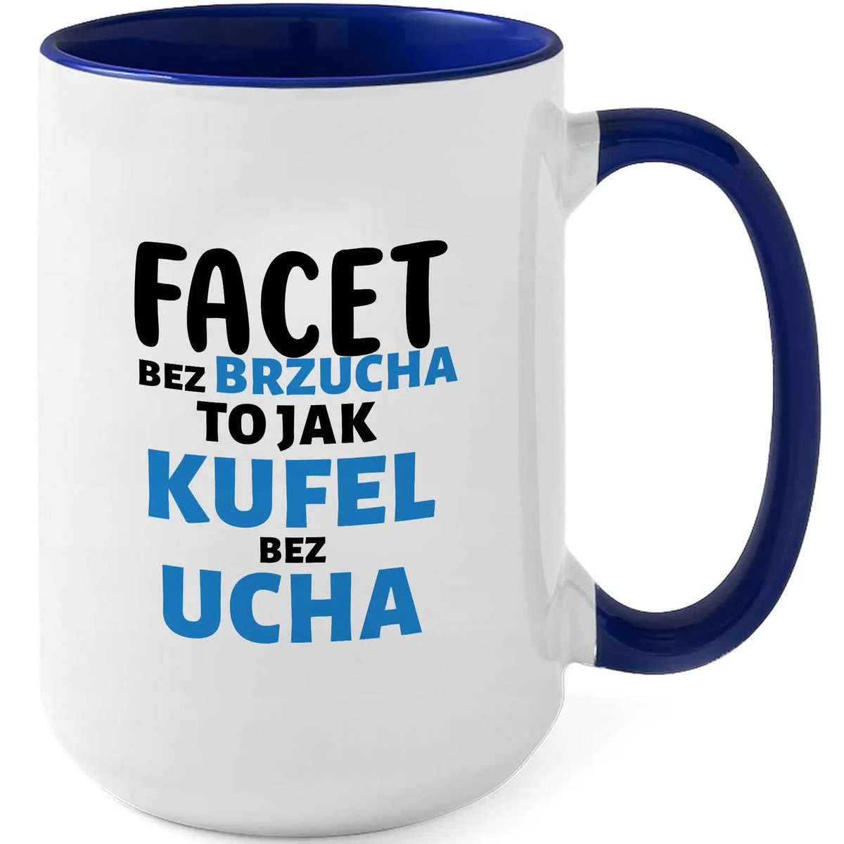 Kubek XXL Granatowy FACET BEZ BRZUCHA JAK KUFEL BEZ UCHA Na Prezent Wzory