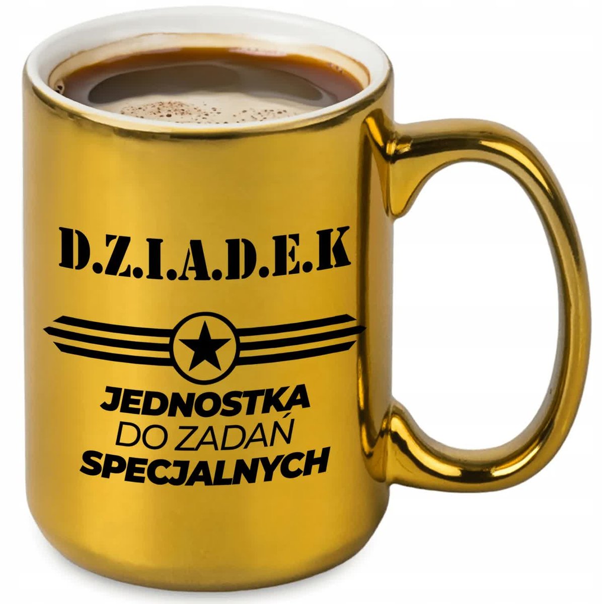 Kubek XXL Złoty DZIADEK JEDNOSTKA DO ZADAŃ SPECJALNYCH Prezent Święta WZORY