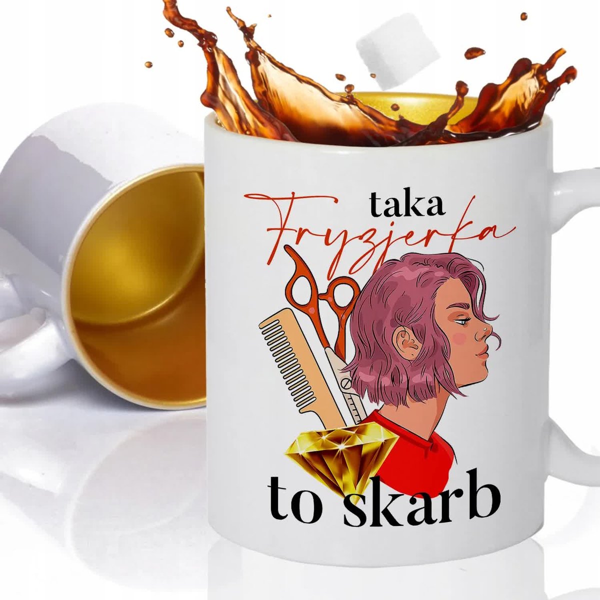 Kubek Złoty Na Prezent TAKA FRYZJERKA TO SKARB Wz