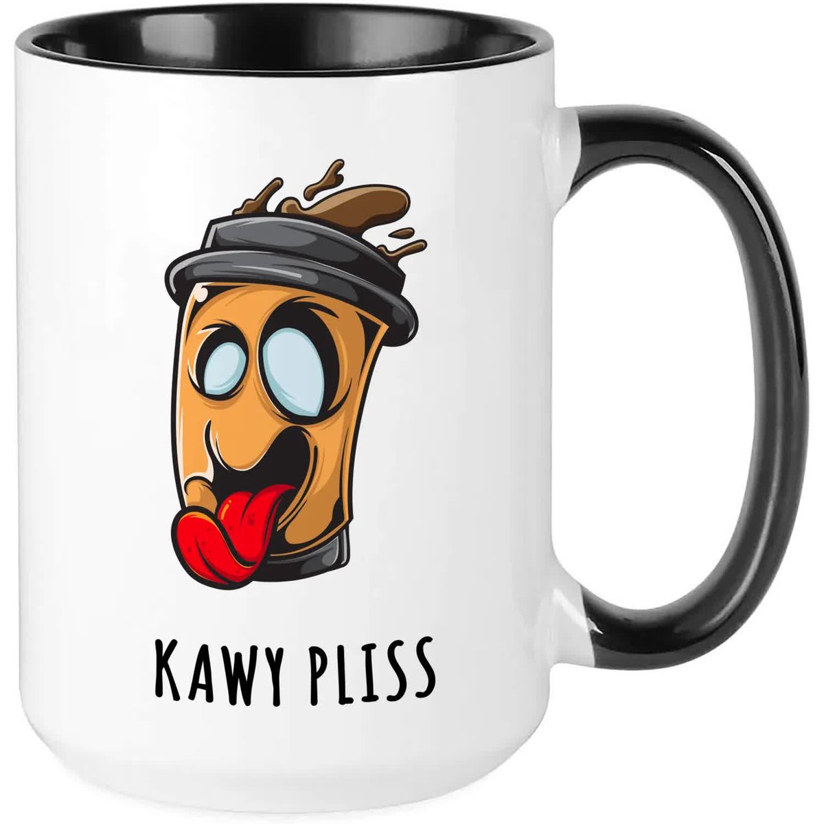 Kubek MEGA DUŻY CZARNY KAWY PLISS Śmieszny Zabawny Prezent WIELE WZORÓW