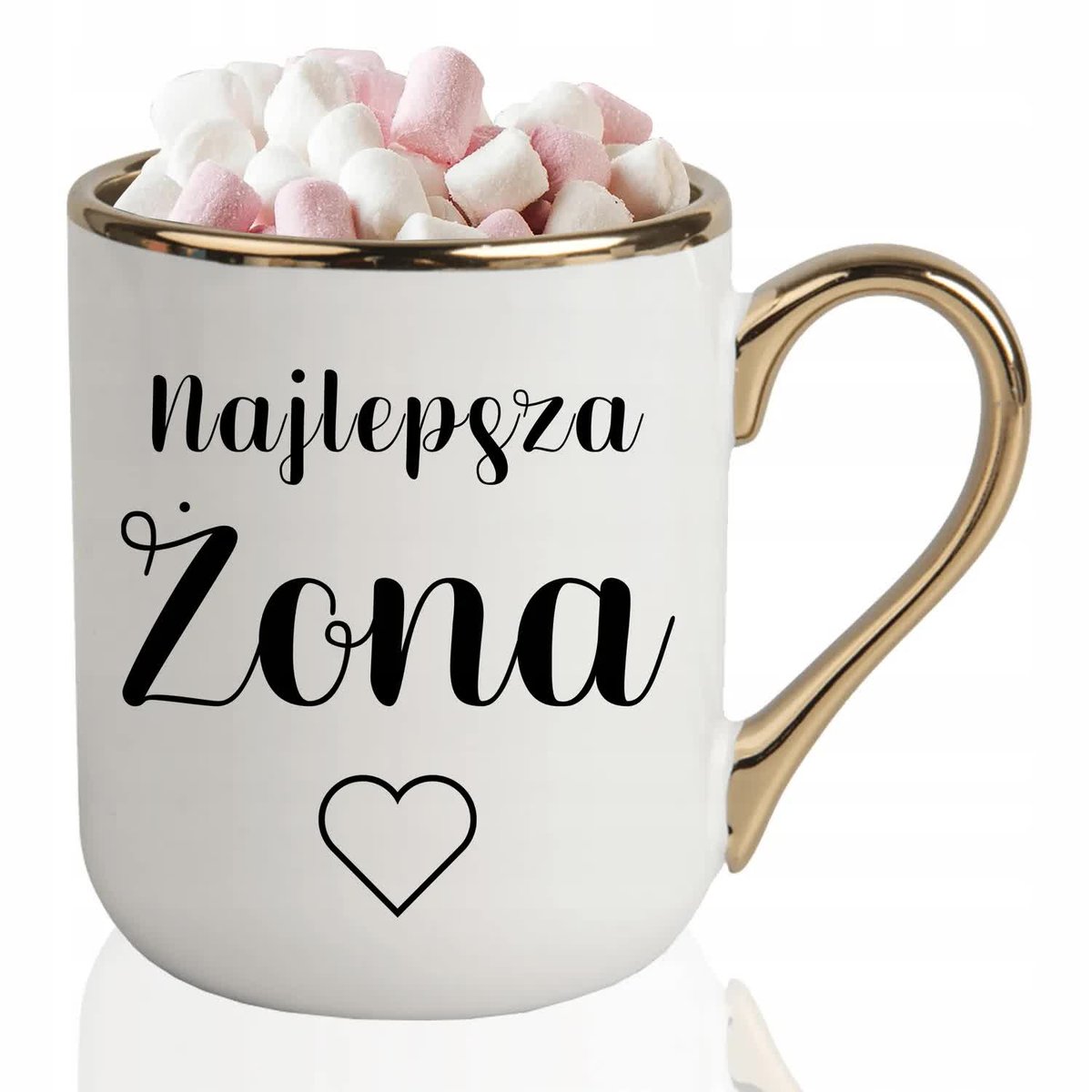 KUBEK ELEGANT Biały Na Prezent Urodziny Rocznicę Dla NAJLEPSZEJ ŻONY Wzory