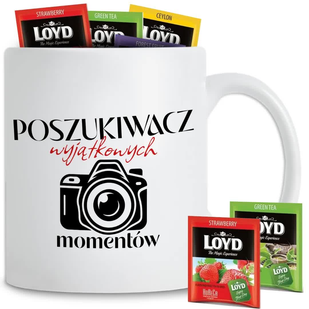 Kubek Z Nadrukiem POSZUKIWACZ WYJĄTKOWYCH MOMENTÓW Biały