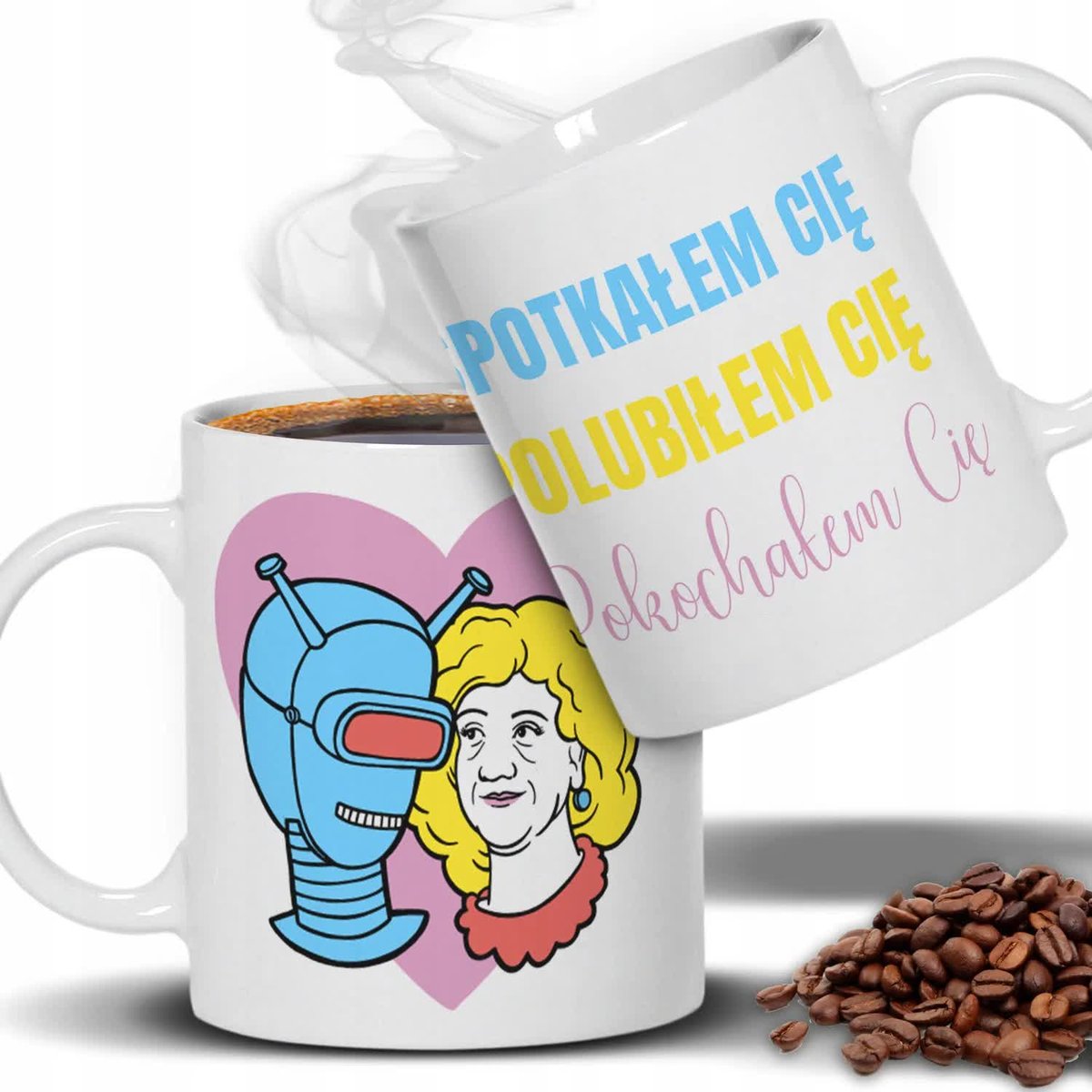 Kubek Biały SPOTKAŁEM POLUBIŁEM POKOCHAŁEM Weirdo Ufo Syreny Wiele Wzorów