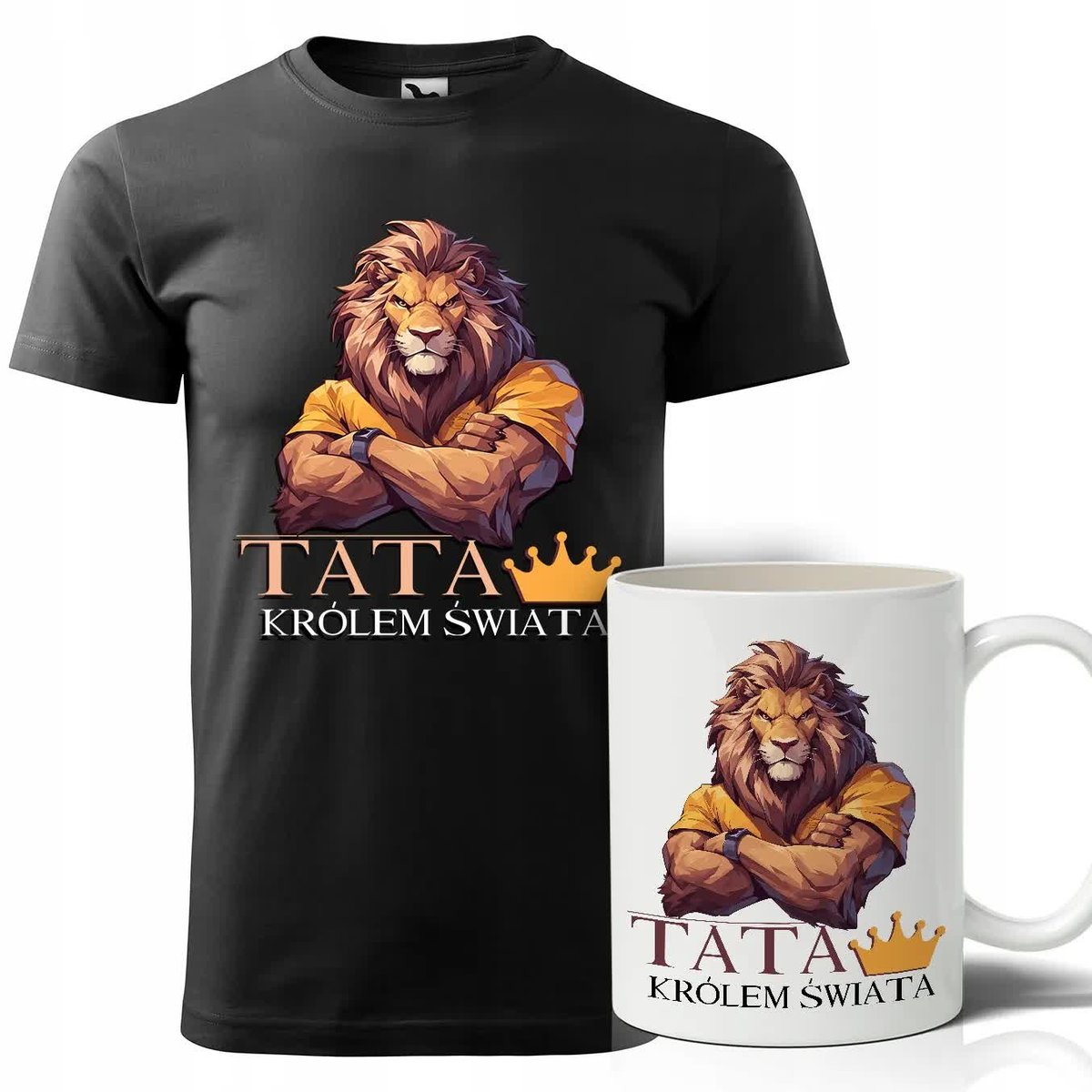 ZESTAW KOSZULKA CZARA KUBEK PREZENT DZIEŃ OJCA TATY TATA KRÓŁ ŚWIATA XXL