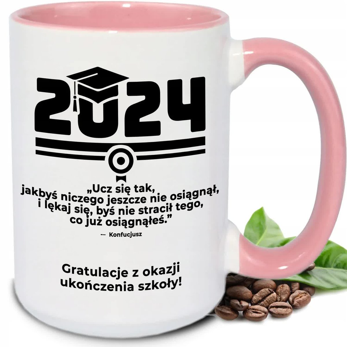 KUBEK XXL BIAŁY PREZENT DLA UCZNIÓW Z OKAZJI UKOŃCZENIA SZKOŁY WIELE WZORÓW