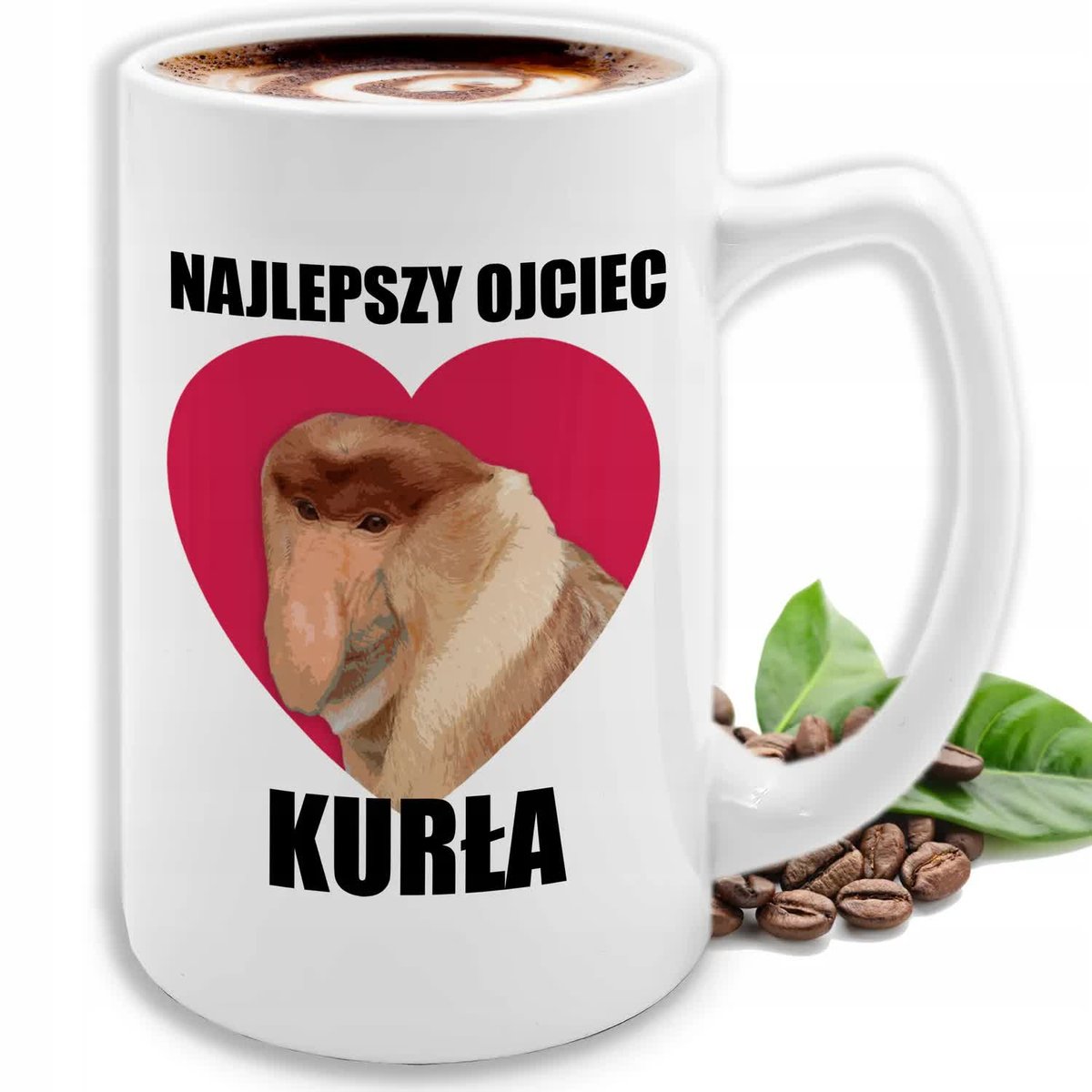 KUBEK DUŻY BIAŁY ZABAWNY PREZENT TATY NA DZIEŃ OJCA NAJLEPSZY OJCIEC KURŁA