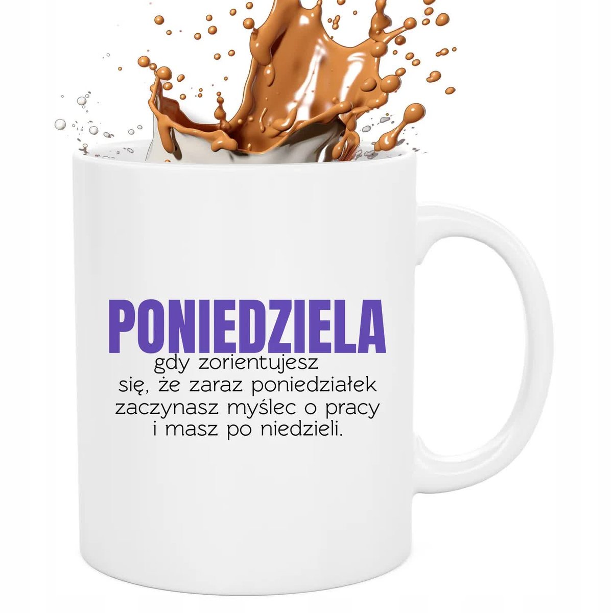 Kubek Biały PONIEDZIELA 330ml Prezent Śmieszny Zabawne Wzory