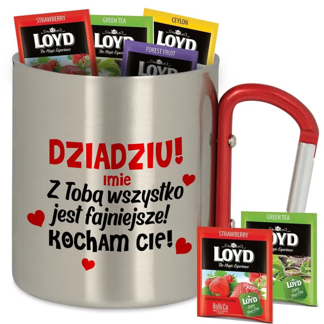 Kubek Metalowy Karabińczyk DZIADZIU *IMIĘ* KOCHAM CIĘ + 8 Loyd Wzory