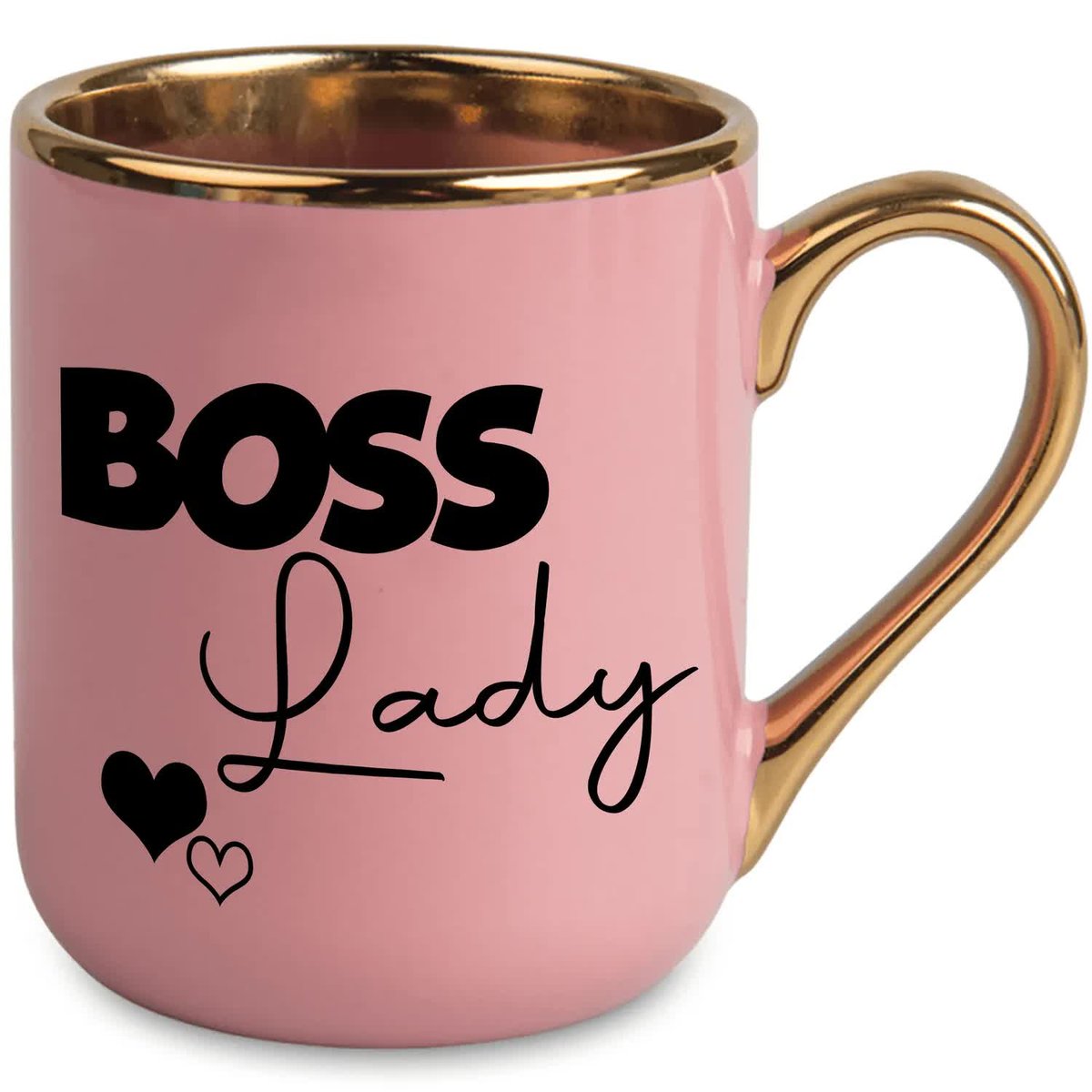 Kubek Elegant Różowy Ucho Rant złoty PREZENT DLA BOSS LADY Wzory