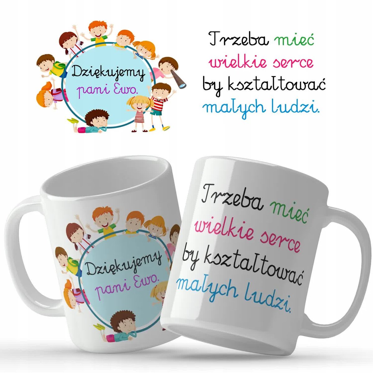 Kubek Biały Prezent DLA NAUCZYCIELKI IMIĘ Wzory