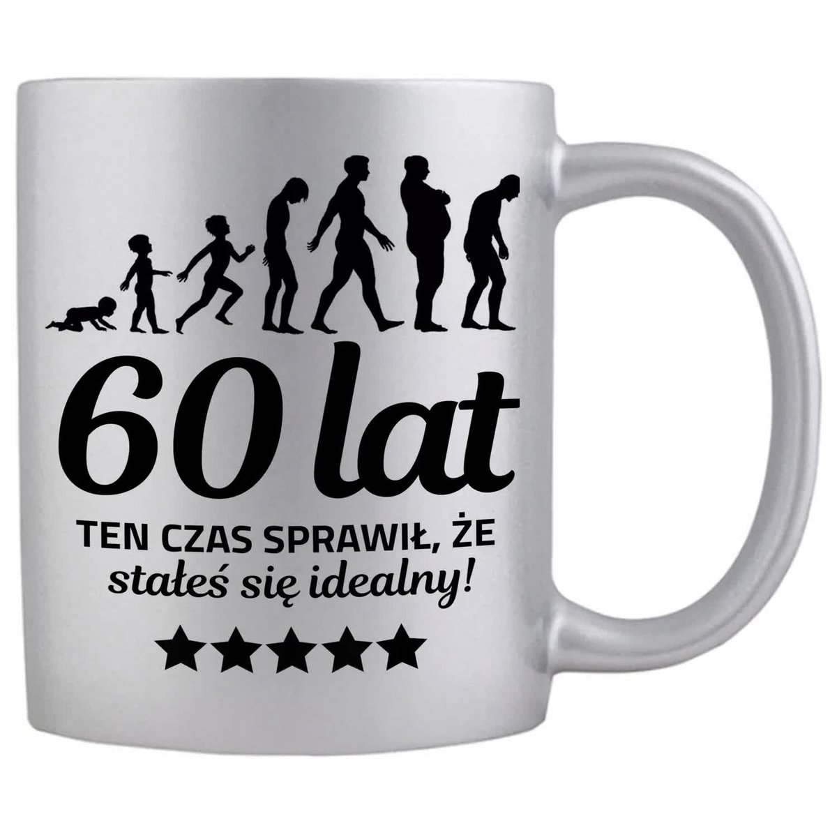 KUBEK SREBRNY PREZENT NA 60 URODZINY TEN CZAS SPRAWIŁ ŻE JESTEŚ IDEALNY WZ