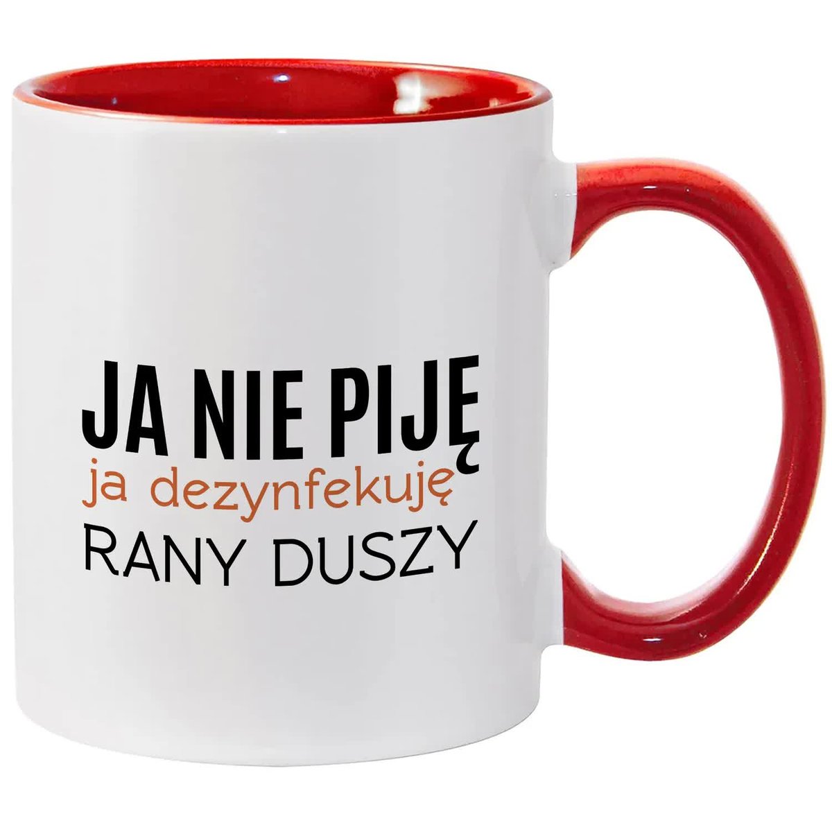 Kubek Biało Czerwony DEZYNFEKUJĘ RANY DUSZY Na Prezent Do Pracy Zabawne Wz
