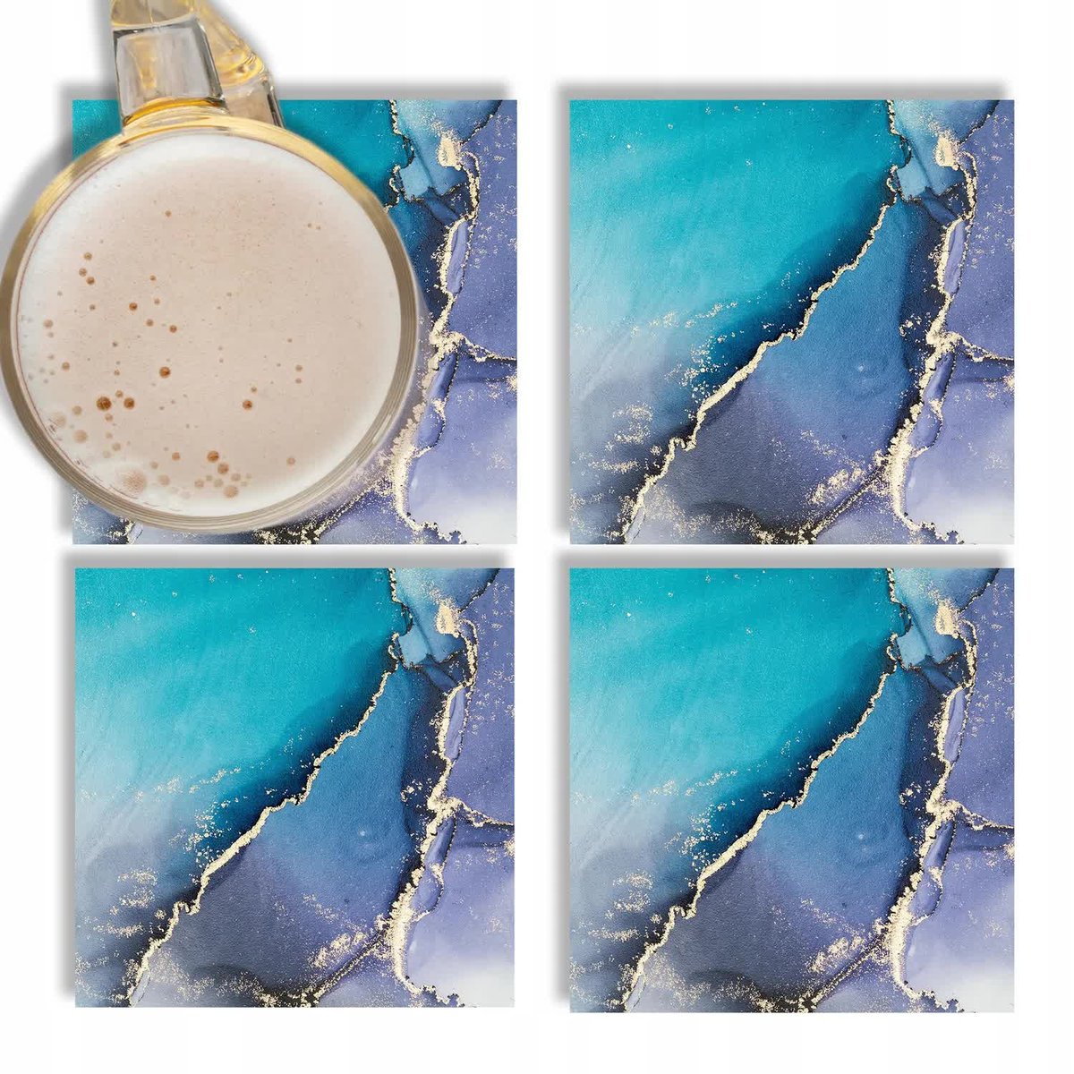 Zestaw Podkładki Szklane pod Kubek 4 Szt Mix Wzory