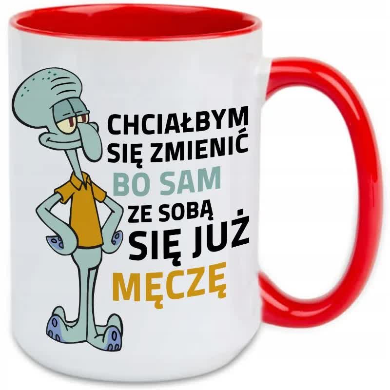 KUBEK RED XXL WNĘTRZE UCHO SUPER PREZENT SKALMAR CHCIAŁBYM SIĘ ZMIENIĆ WZ