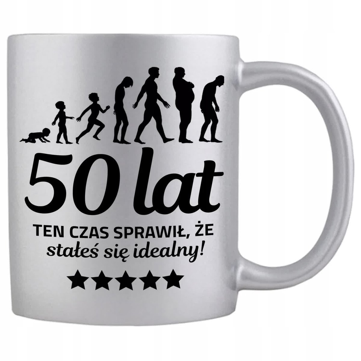KUBEK SREBRNY PREZENT NA 50 URODZINY TEN CZAS SPRAWIŁ ŻE JESTEŚ IDEALNY WZ
