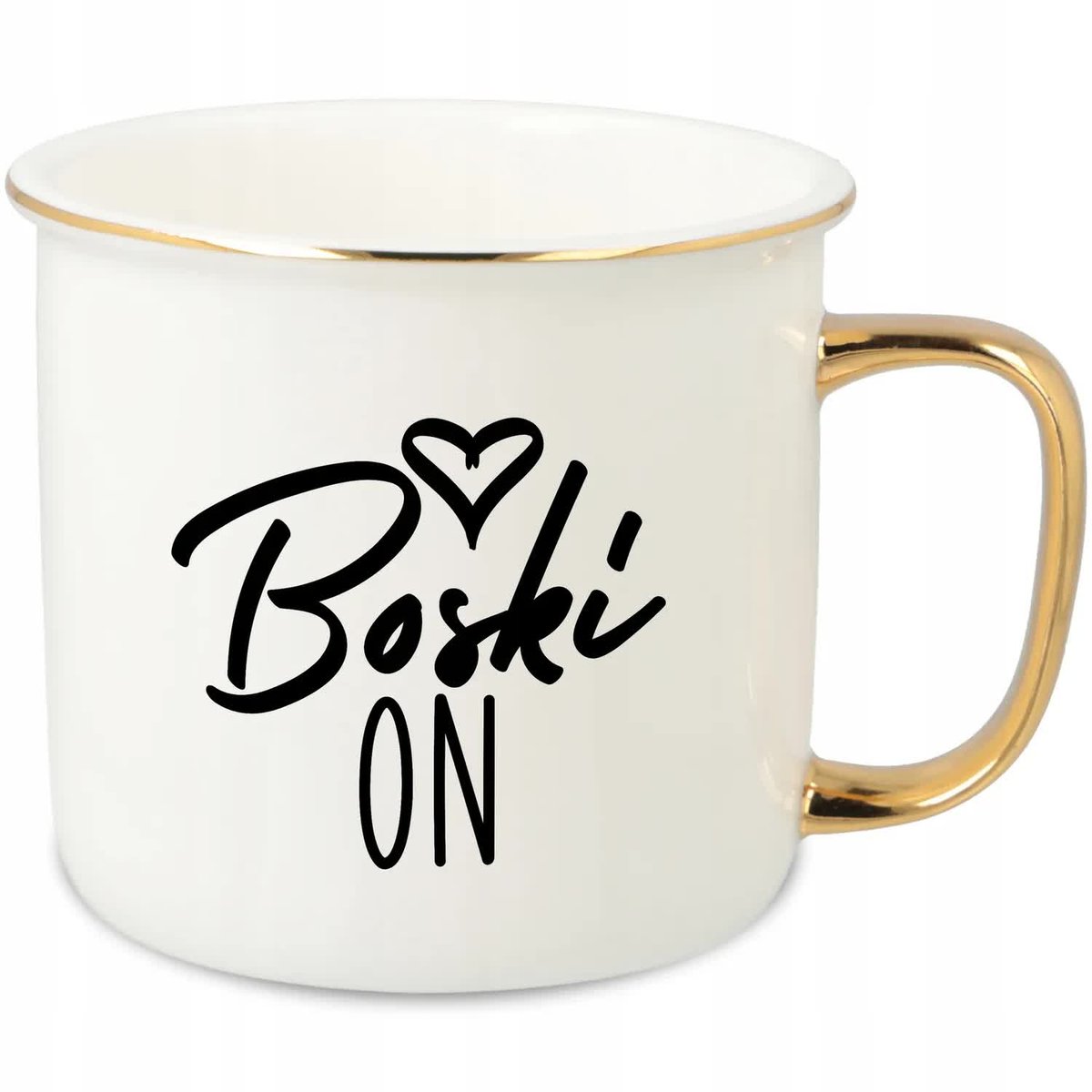 KUBEK UCHO RANT ZŁOTY PORCELANOWY RETRO 280ML PREZENT DLA BOSKI ON WZORY