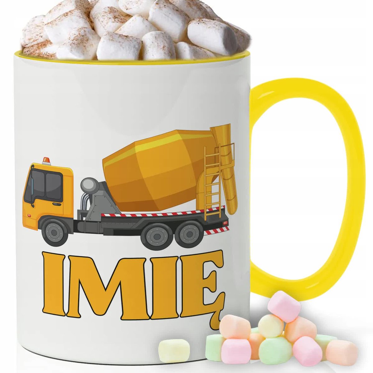 KUBEK ucho i wnętrze żółty jasny POJAZDY - IMIĘ