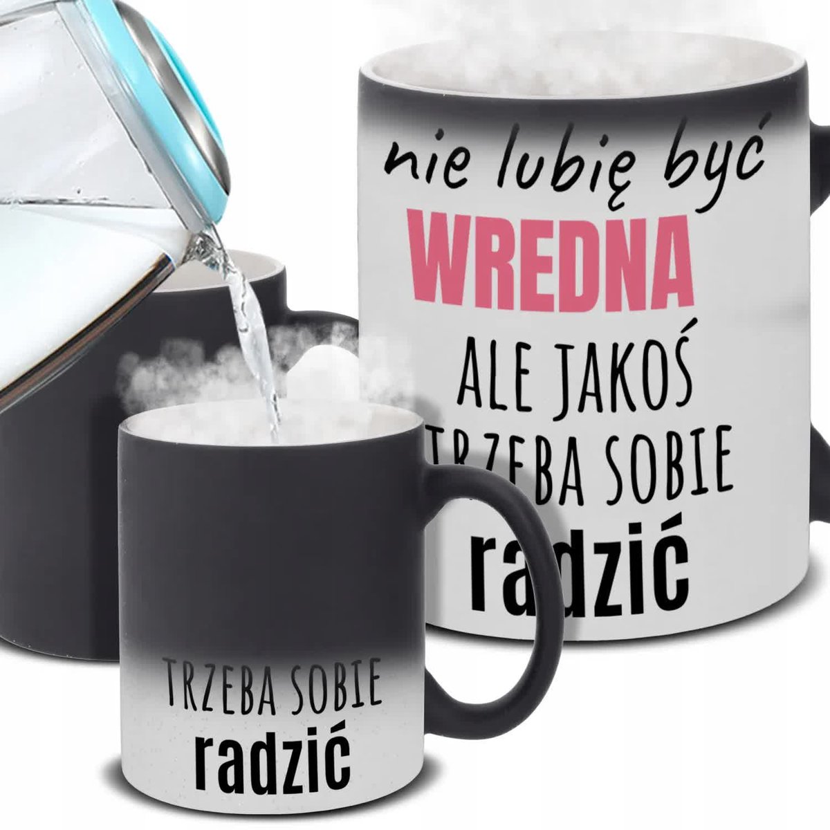 Kubek Magiczny JAKOŚ TRZEBA SOBIE RADZIĆ Na Prezent Do Pracy Śmieszne Wzory