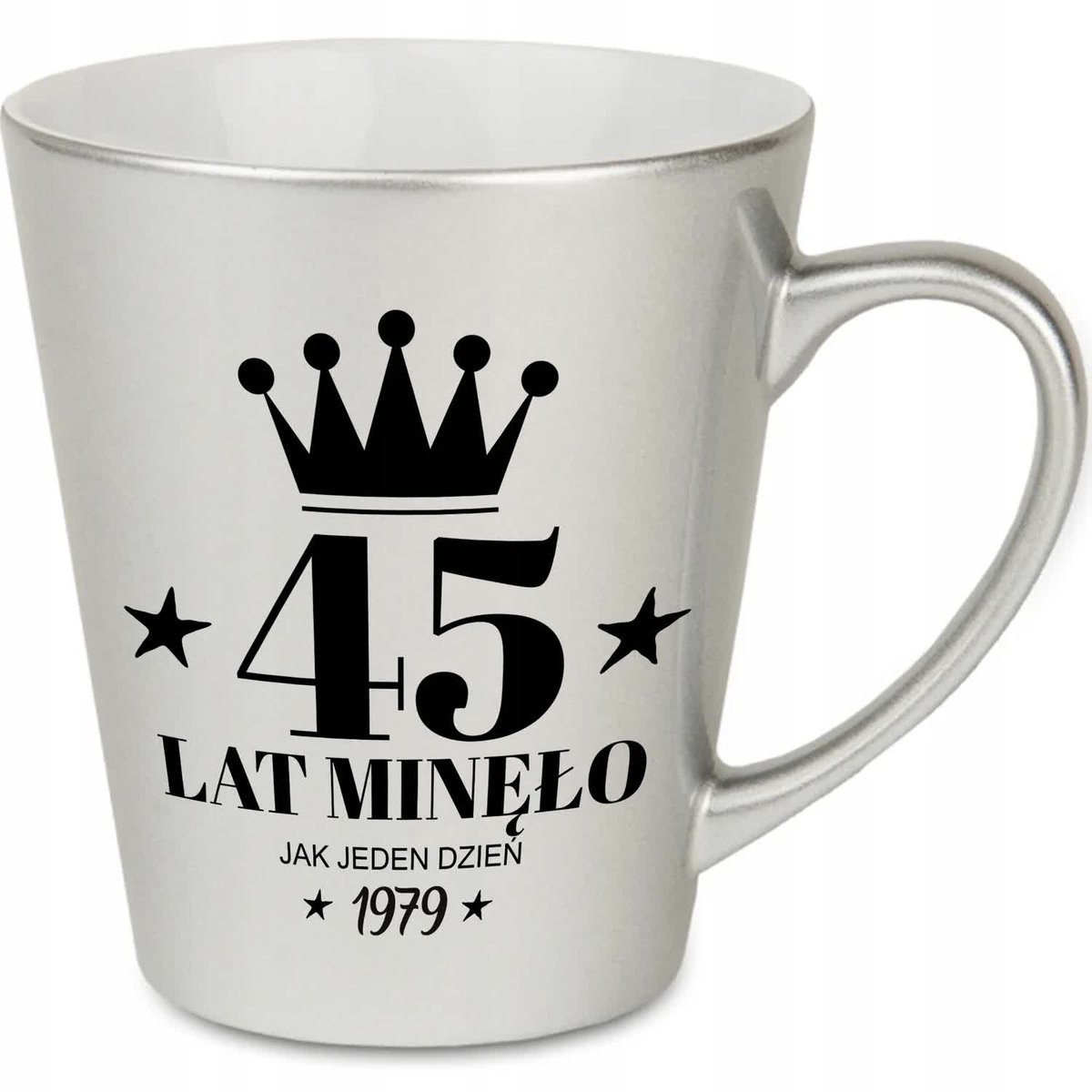 KUBEK LATTE SREBRNY IDEALNY PREZENT NA 45 URODZINY ROCZKNIK 1979 MIX WZORY