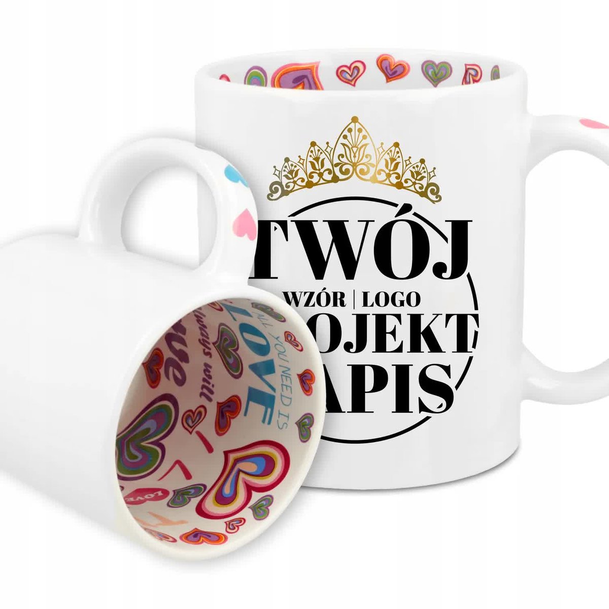 Kubek Na Prezent Walentynk LOVE TwoJE LOGO Napis