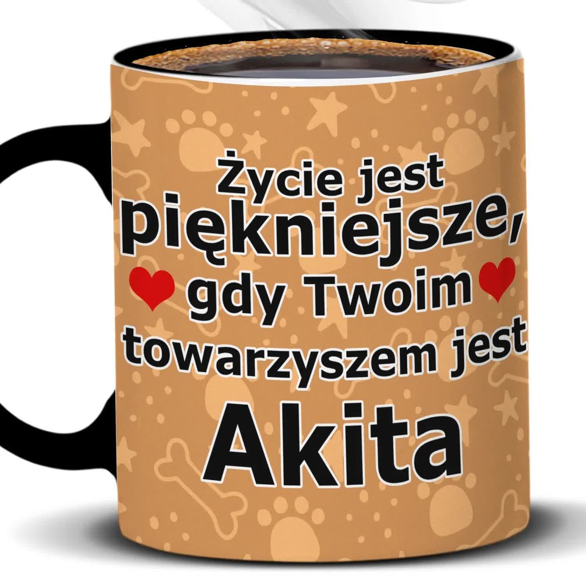 Kubek Z Nadrukiem AKITA WZORY Z PSAMI Czarno Biały Kreator