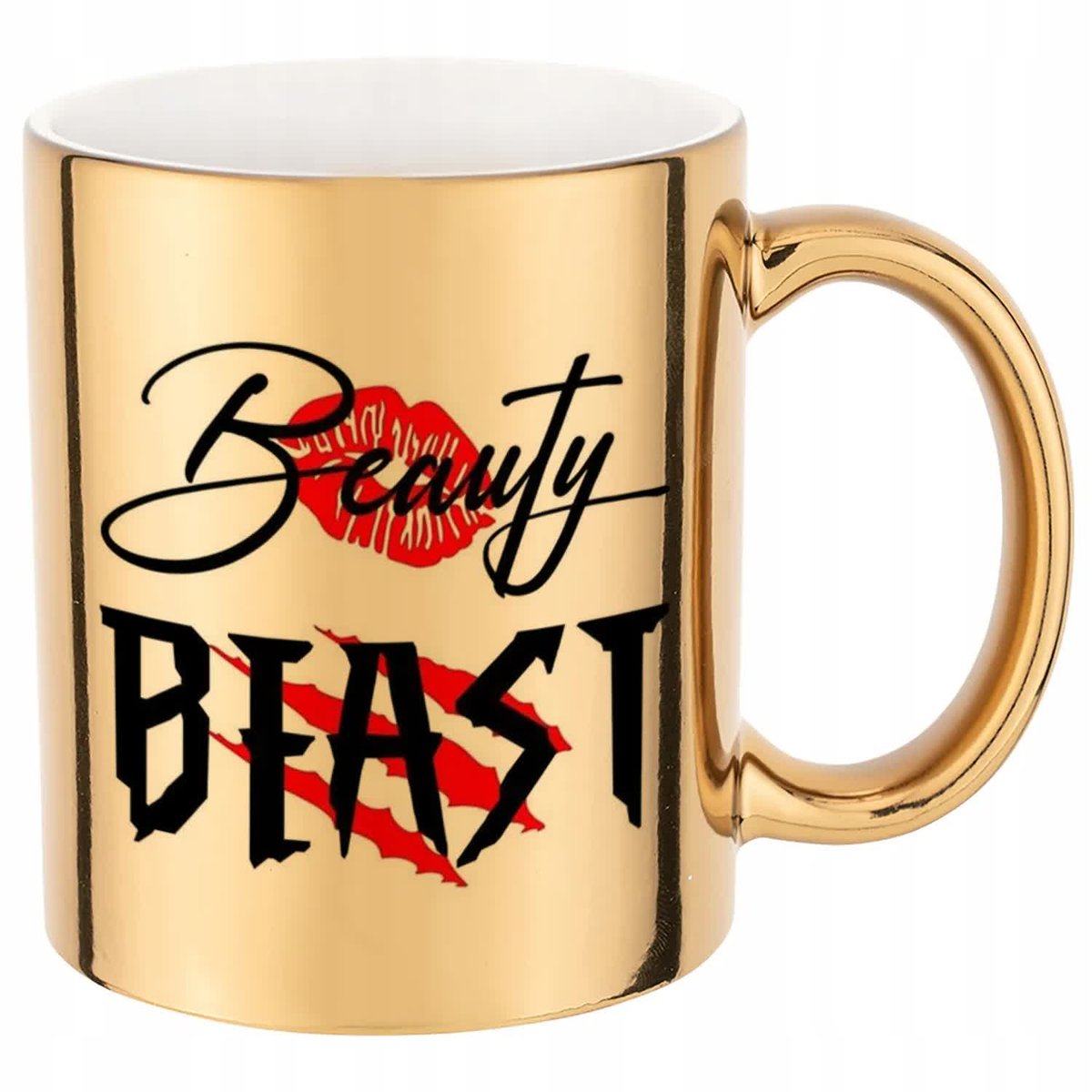 KUBEK ZŁOTY PREZENT BEAUTY BEAST HARDCORE DLA KOLEGI KOLEŻANKI MIX WZORY